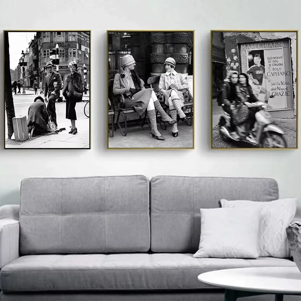 Street Fashion Art - Mode zwart-wit vintage fotografie print Italië