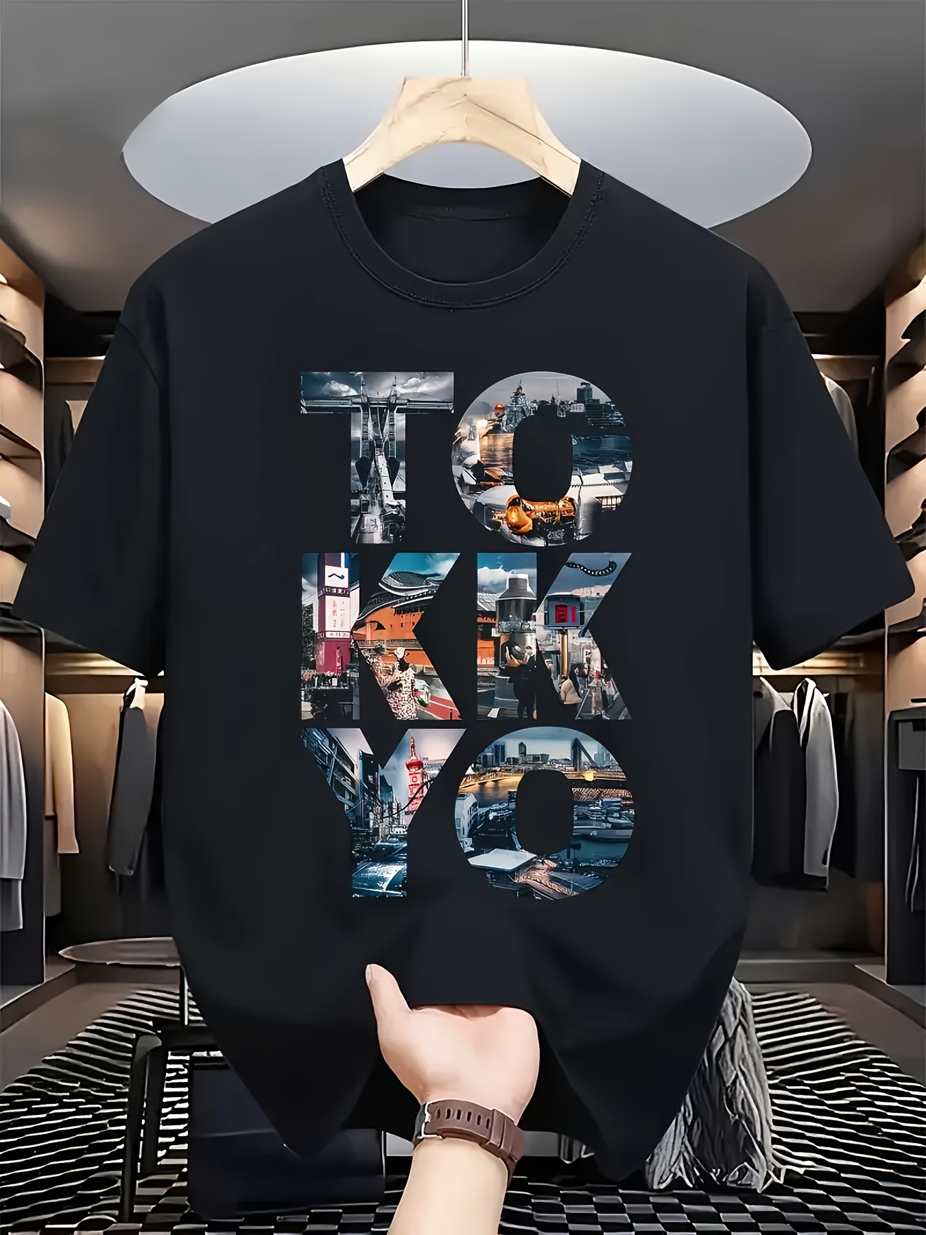 Street Fashion Urban - Trendy heren zwart grafisch T-shirt Tokyo