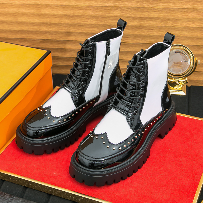 Parade Fashion Street - Herenschoenen met rivets, hoge plateau laarzen,