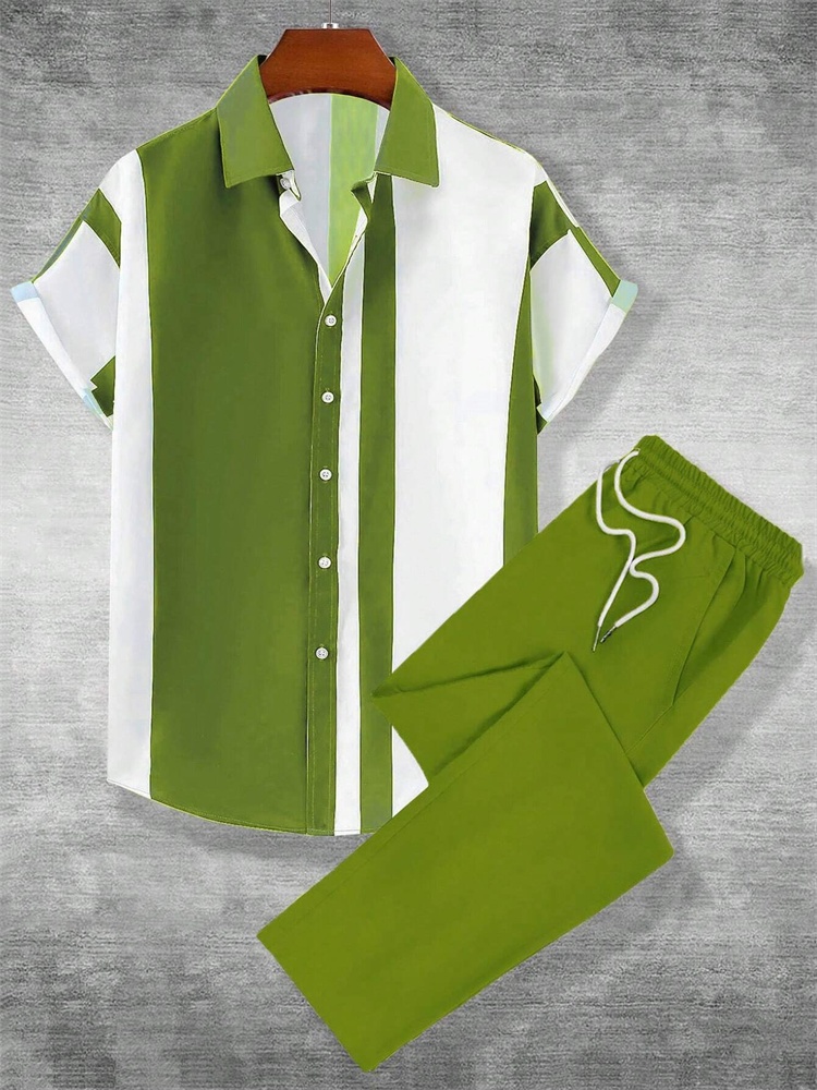 Street Fashion Urban - 2025 herfst eenvoudig gestreept 3D-geprint heren