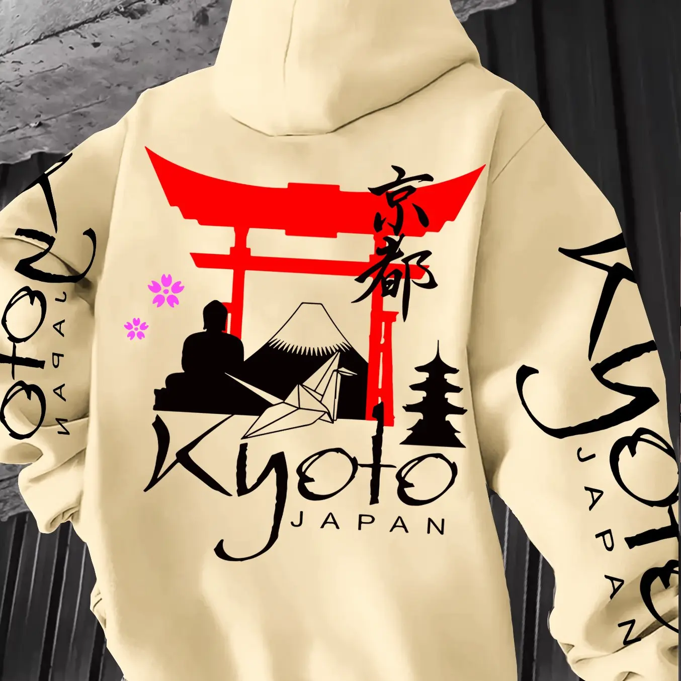 Street Fashion Kyoto - Japanse Y2K-stijl design-elementen hoodie met Kyoto-thema,