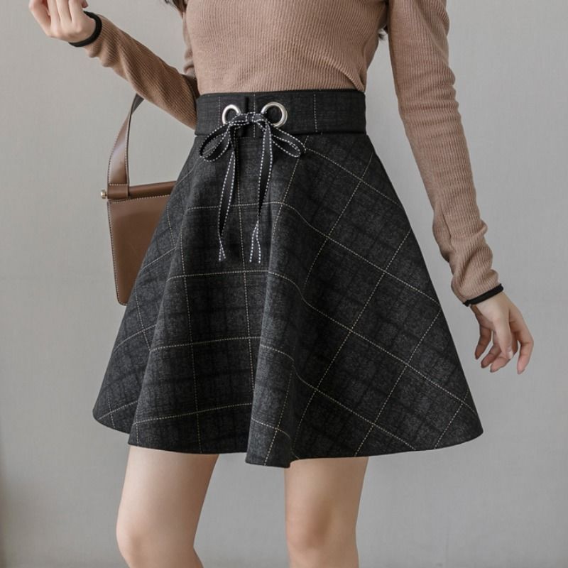 Street Fashion Now - Hoge Taille Plaid Vintage Korte Rok