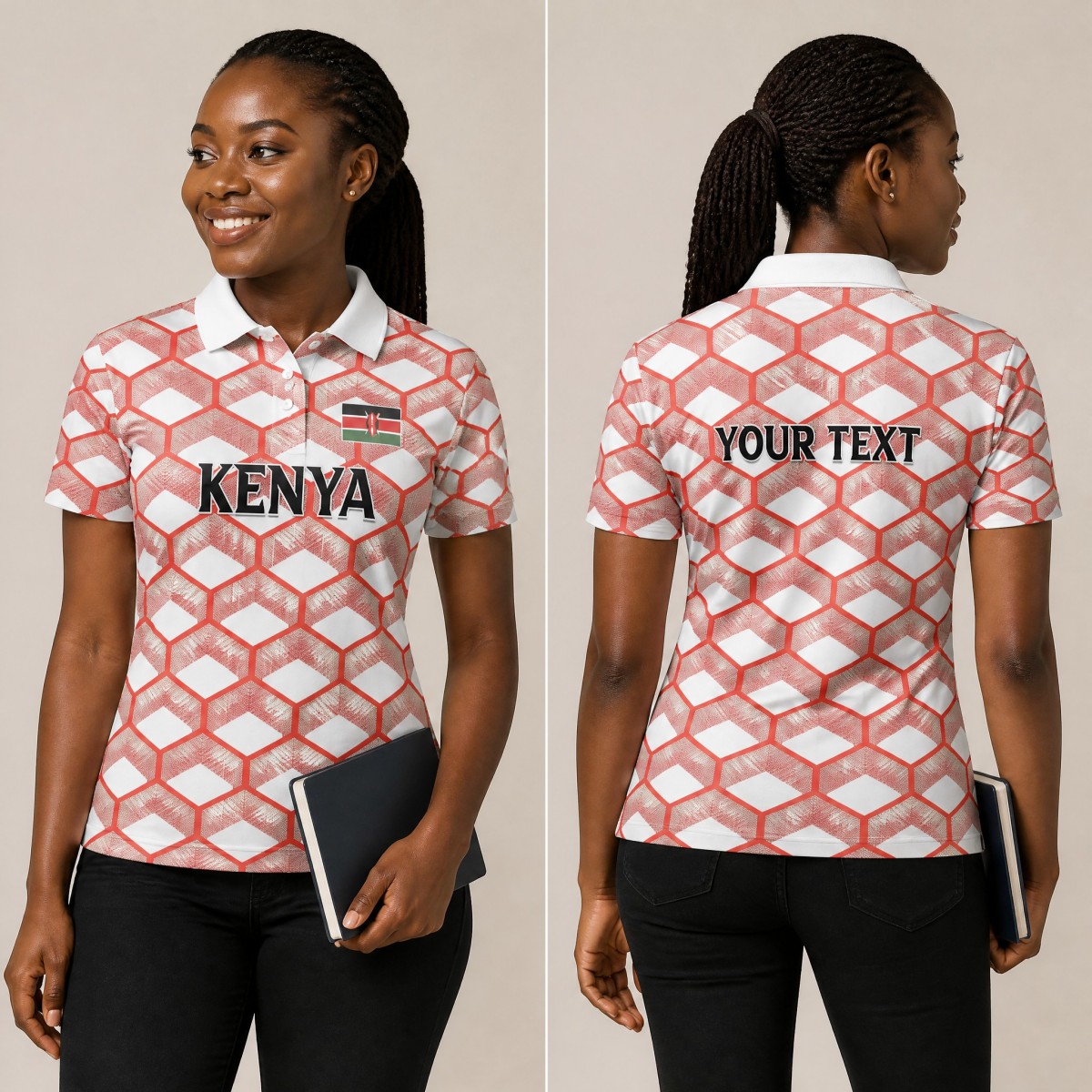 Street Fashion Kenya - Zomer Kenia Dames Poloshirt met Vlagprint,