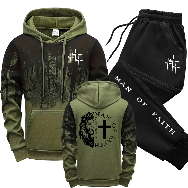 Street Fashion Art - Man of Faith Pattern Herenset Sweatshirt