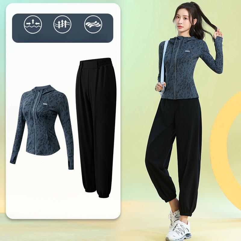 Running Pant Jogger - Hardlooppakken voor dames, lange mouwen, bloemenprint,